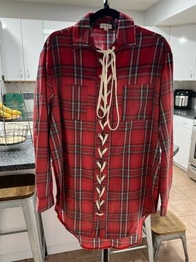 NEW🔥: POL Tie Front long Tunic Top